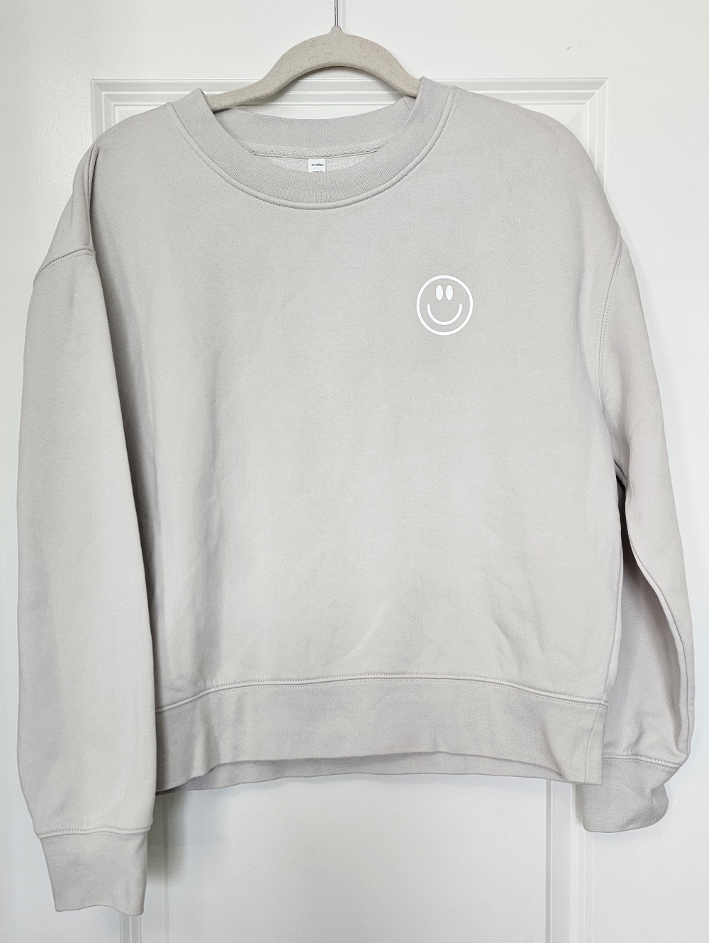 ascolour Smiley Crewneck Sweatshirt Women’s S Beige Relaxed Graphic Minimalist